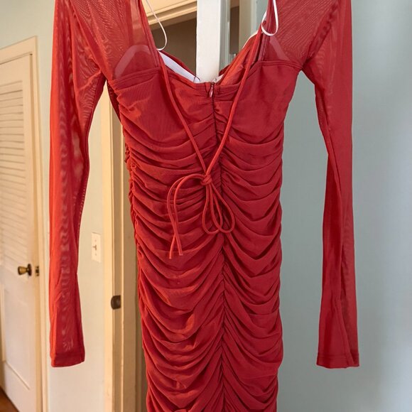 NWT HELLO MOLLY womens summer nights out long sleeve mesh mini dress, size large - Picture 3 of 4